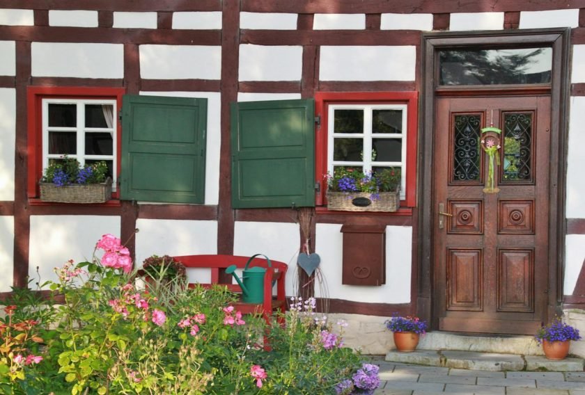 Bench for a half-timbered house